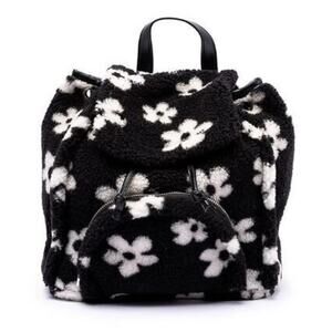 SKINNY DIP LONDON Women's Black & White "Scarlett" Small Flower Borg Backpack